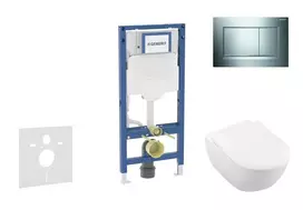 Geberit Duofix - potinkinio modulio komplektas, Subway 2.0 unitazas su švelnaus uždarymo dangčiu ir Sigma30 nuleidimo mygtuku, blizgus chromas / matinis chromas SANI11CK1113