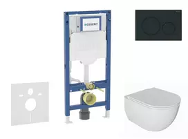 Geberit Duofix - potinkinio modulio komplektas, WC Oudee su minkšto uždarymo dangčiu ir Sigma20 nuleidimo mygtuku, juoda matinė/juoda SANI11CA5128B