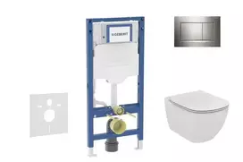 Geberit Duofix potinkinio modulio komplektas, Tesi WC su dangčiu ir Sigma30 nuleidimo mygtuku, chromuotas SANI11CD1121