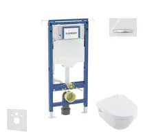 Geberit Duofix - potinkinio elemento komplektas, Villeroy & Boch unitazas ir sėdynė, Sigma50 mygtukai, DirectFlush, SoftClose, CeramicPlus, Alpine White SANI11CK3110