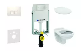 Geberit Kombifix - Pakabinamo unitazo Alpha su dangčiu ir mygtuko Delta35 mygtuko paspaudimo plokšte montavimo elementas, Alpių baltumo spalvos 110.100.00.1 NR4