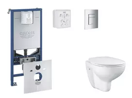 Grohe Rapid SLX - Pakabinamo elemento komplektas, WC su minkšto uždarymo dangčiu ir Skate Cosmopolitan nuleidimo mygtuku, chromuotas SANI11BB2101