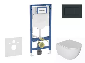 Geberit Duofix - potinkinio modulio komplektas, WC Oudee su švelnaus uždarymo dangčiu ir Sigma30 nuleidimo mygtuku, blizgi juoda / matinė juoda SANI11CA5130B