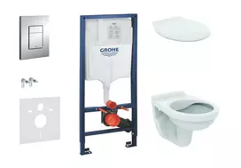 Grohe Rapid SL - Pakabinamo elemento komplektas, Alpha unitazas su dangčiu, Skate Cosmopolitan nuleidimo plokštelė, chromas 38528SET-KR