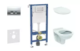 Geberit Duofix potinkinio modulio komplektas, Alpha WC su sėdyne ir Delta35 nuleidimo mygtuku, blizgus chromas SANI11CD1144