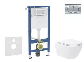 Geberit Duofix potinkinio modulio komplektas, WC Oudee Vortex su minkšto uždarymo dangčiu ir Delta01 nuleidimo mygtuku, blizgus chromas SANI11CA1156B