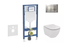 Geberit Duofix potinkinio modulio komplektas, Tesi WC su dangčiu ir Sigma30 nuleidimo mygtuku, matinis chromas/chromas SANI11CD2122