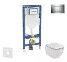 Geberit Duofix - potinkinio modulio komplektas, Ideal Standard Tesi unitazas ir sėdynė, Sigma30 mygtukai, Aquablade, SoftClose, poliruotas chromas / matinis chromas SANI11CD1111
