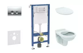 Geberit Duofix potinkinio modulio komplektas, Alpha WC su sėdyne ir Delta21 nuleidimo mygtuku, blizgus chromas SANI11CD1141
