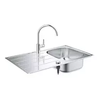 Grohe kriauklės komplektas - K200 įmontuojama kriauklė ir BauEdge maišytuvas, šlifuoto nerūdijančio plieno / chromo spalvos 31562SD1