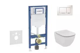 Geberit Duofix potinkinio modulio komplektas, Tesi WC su dangčiu ir Sigma30 nuleidimo mygtuku, baltas/chromuotas SANI11CD3120