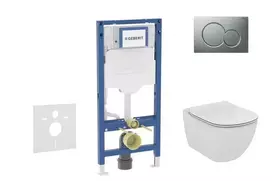 Geberit Duofix potinkinio modulio komplektas, Tesi WC su dangčiu ir Sigma01 nuleidimo mygtuku, matinis chromas SANI11CD2118