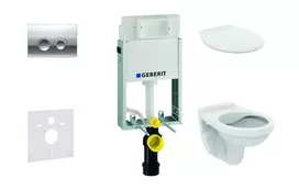 Geberit Kombifix - montavimo rinkinys pakabinamam unitazui Alpha su dangčiu ir Delta21 mygtuko paspaudimo plokšte, poliruotas chromas 110.100.00.1 NR2