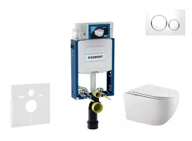 Geberit Kombifix - potinkinio modulio komplektas, Gaia WC su švelnaus uždarymo dangčiu ir Sigma20 nuleidimo mygtuku, baltas/chromuotas SANI15CA3117