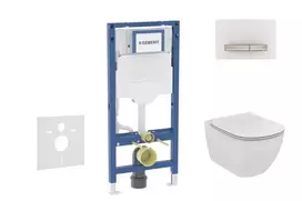 Geberit Duofix potinkinio modulio komplektas, Tesi WC su dangčiu ir Sigma50 nuleidimo mygtuku, Alpių baltas SANI11CD3123
