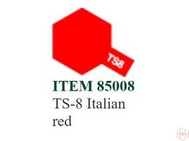 Tamiya TS-8 aerozoliniai dažai itališka raudona 100 ml modeliams