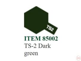 Tamiya TS-2 Dark Green aerozoliniai dažai, 100 ml