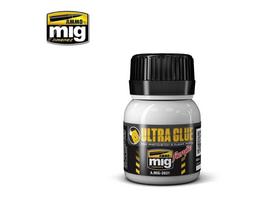 AMMO MIG Ultra Glue akriliniai klijai skaidrioms ir PE detalėms, 40 ml