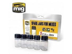 AMMO MIG dažų maišymo buteliukai 5×35 ml, sandarūs, rinkinys 8033
