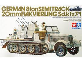 Vokiečių 8 t pusvikšris Sd.Kfz. 7/1 su 20 mm Flakvierling, 1/35 Tamiya (35050)