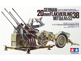 Tamiya 1/35 Vokiečių 20 mm Flakvierling 38 su Sd.Ah.52