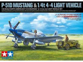 Tamiya P-51D Mustang su 1/4 t 4x4 džipu, 1/48 plastiko rinkinys 25205