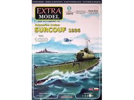 Popierinis modelis SURCOUF, povandeninis laivas 1:200 Extra Model EM-005