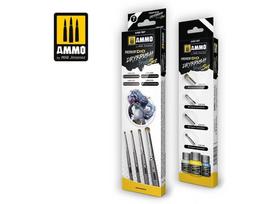 AMMO MIG Premium Drybrush teptukų rinkinys 2/4/6/8 sausam dažymui A.MIG-7607
