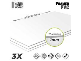 Green Stuff World putų PVC lapai 1 mm, 200×300 mm, balti, 3 vnt.