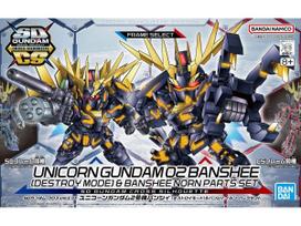 Bandai SD Gundam CS Unicorn 02 Banshee Destroy Mode + Norn Gunpla rinkinys