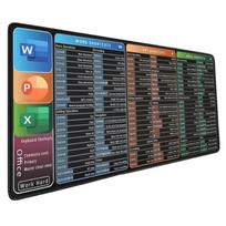 Didelis pelės kilimėlis su klaviatūra, kuriame yra „Excel“ ir „Word“ spartieji klavišai biuro programoms ir žaidimams, atsparus vandeniui 300x800x2MM