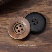 5pcs Old Fire Burnt Yellow Horn Buttons Haute Couture Retro Suit Woolen Trench Coat Coat Button Accessories 18mm double circle braised noodles