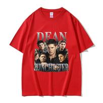 Retro Dean Winchester Aktoriaus Grafinis Marškinėlis Unisex Mados Trumpomis Rankovėmis Marškinėliai Vyrams Laisvalaikio Medvilninis Per dydį Marškinėlis Streetwear S