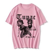 Madingas marškinėlis Raperis Tupac Viršus Hip Hop Gatvės apranga Trumpomis rankovėmis marškinėlis Vyriški ir moteriški marškinėliai Harajuku Oversize drabužiai S