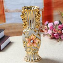 Vase Ornament Ceramic Craft Gold Wedding Gift Living Room Decoration Opening Ornament Soft Decoration Home Decor 30cm auksas