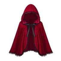 Pasakų su gobtuvu apsiaustas Renesanso Viduramžių Cosplay kostiumas Suaugusiems Aksominis Burtininko Raganos Apsiaustas Helovino Kalėdų Cosplay vakarėliui 60cm