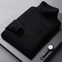 Vyriškas storas šiltas megztinis Žieminis megztas su aukštu kaklu Puloveriai Vyriški aukštu kaklu Vienspalviai Slim Fit Švelnūs megztiniai vyrams Viršutiniai drabužiai XXXXL black