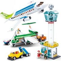 731 vnt. Oro erdvės gatvės vaizdas Civilinė aviacija Miesto keleivinis lėktuvas Krovininis oro uostas Statybos blokai Švietimo žaislas vaikams