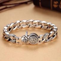 Xiangxu Men's Rotatable Mantra Bracelet - Trendy Wide Retro Hand Jewelry 18cm Model