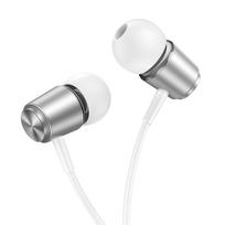 HOCO laidiniai ausinės Jack 3,5 mm su mikrofonu M108 sidabrinės