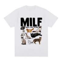 MILF Vyras Aš Myliu Katinius Linksmas Memas Marškinėliai Katinių Entuziasto Raštas Laisvalaikio Trumpomis Rankovėmis T-shirt Patogūs Laisvi Marškinėliai S