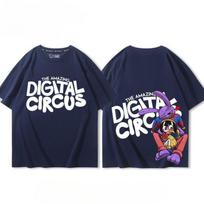 Magical Digital Circus Grafinis Unisex Medvilninis Marškinėlis Tee Laisvalaikio Trumpomis Rankovėmis Apvalia Kaklo Viršus Madingi Streetwear Tėvų ir Vaikų Apranga S gray