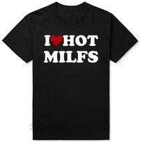 Funny I Love Hot MILFS T Shirts Red Heart Style Graphic Streetwear Short Sleeve Birthday Gifts T-shirt Clothing M