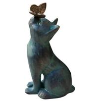 Garden Resin Cat Butterfly Curiosity Decoration Sculpture Figurines Lawn Garden Ornament for Patios Porch Outdoor Space 1 black