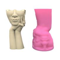 Succulent Flower Pots Mold Abstract Face Pen Holder Silicone Mould Plaster Planter Epoxy Resin Molds for DIY Enthusiasts 1