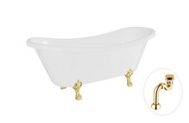 Vonia Besco Amelia 190, White+Gold, su sifonu Klik-klak Gold