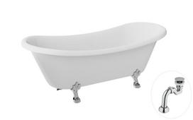 Vonia Besco Amelia 190, White+Chrome, su sifonu Klik-klak Chrome