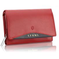 Moteriška odinė piniginė STEVENS su RFID Z02 / RB raudonos spalvos D1876