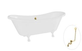 Vonia Besco Amelia 190, White+White, su sifonu su persipylimu Klik-klak Gold