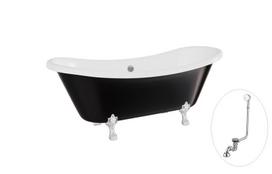Vonia Besco Amelia B&W 190, Black/White+Chrome, su sifonu su persipylimu Klik-klak Chrome